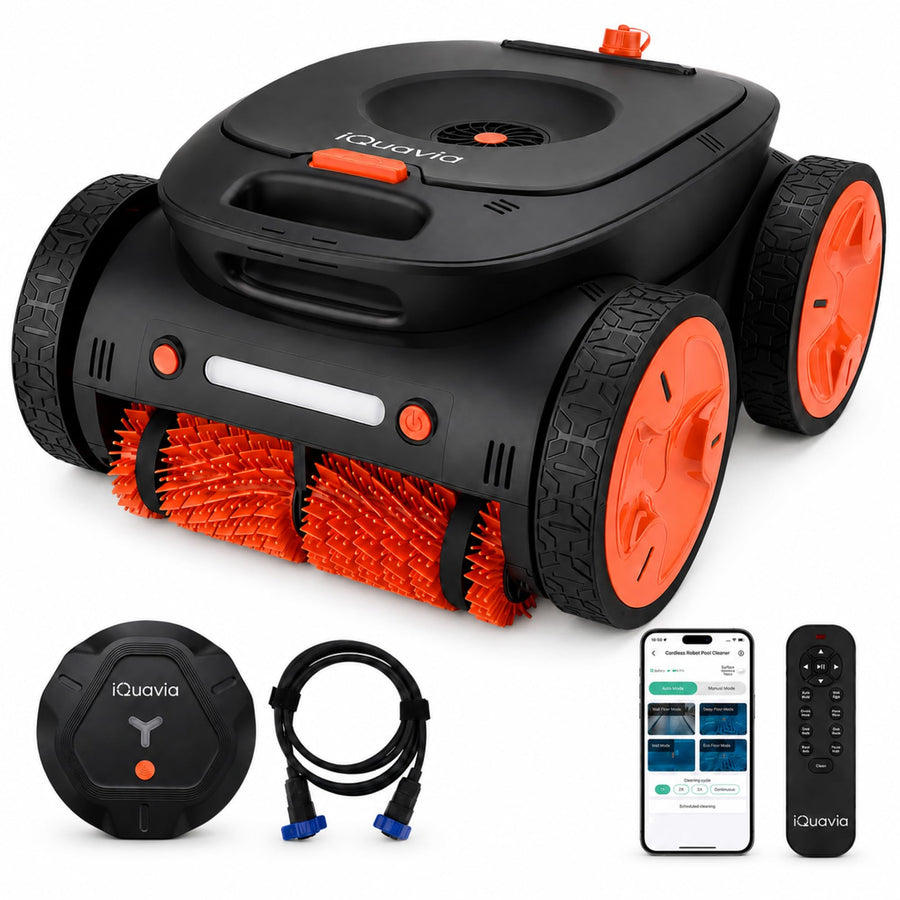 iQuavia Cordless Robotic Pool Cleaner with Signal Buoy, Underwater Direct Control, App & Remote Control Pool Cleaner Robot, Pool Vacuum Robot for Inground and Above Ground Pools, Floor Wall Waterline
