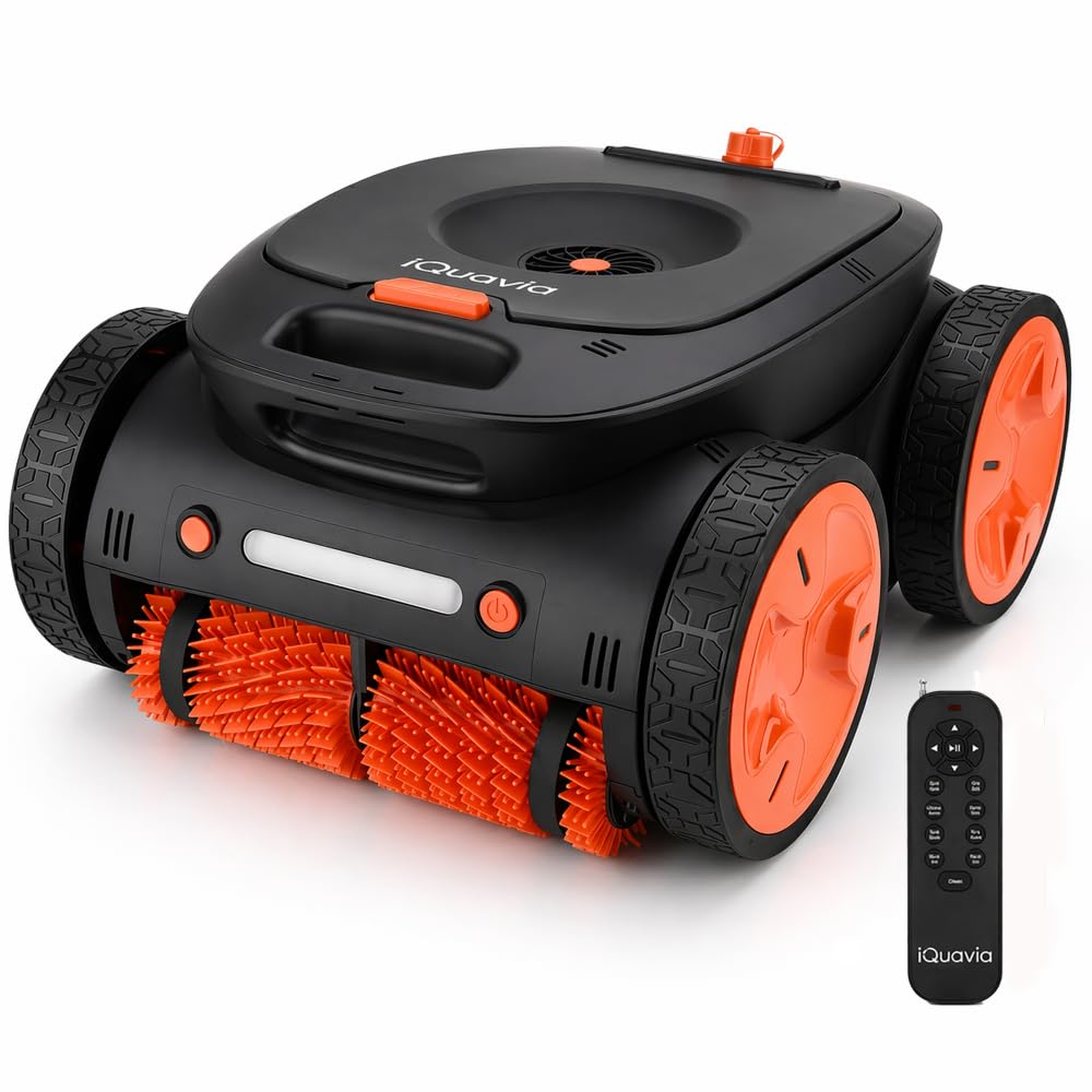 Cordless Robotic Pool Cleaner – Remote Underwater Direct Control, 4-Motor 4WD, Dual Brush & Suction, Smart Navigation, Auto-Park, Floor Wall Waterline, Inground & Above Ground Pools