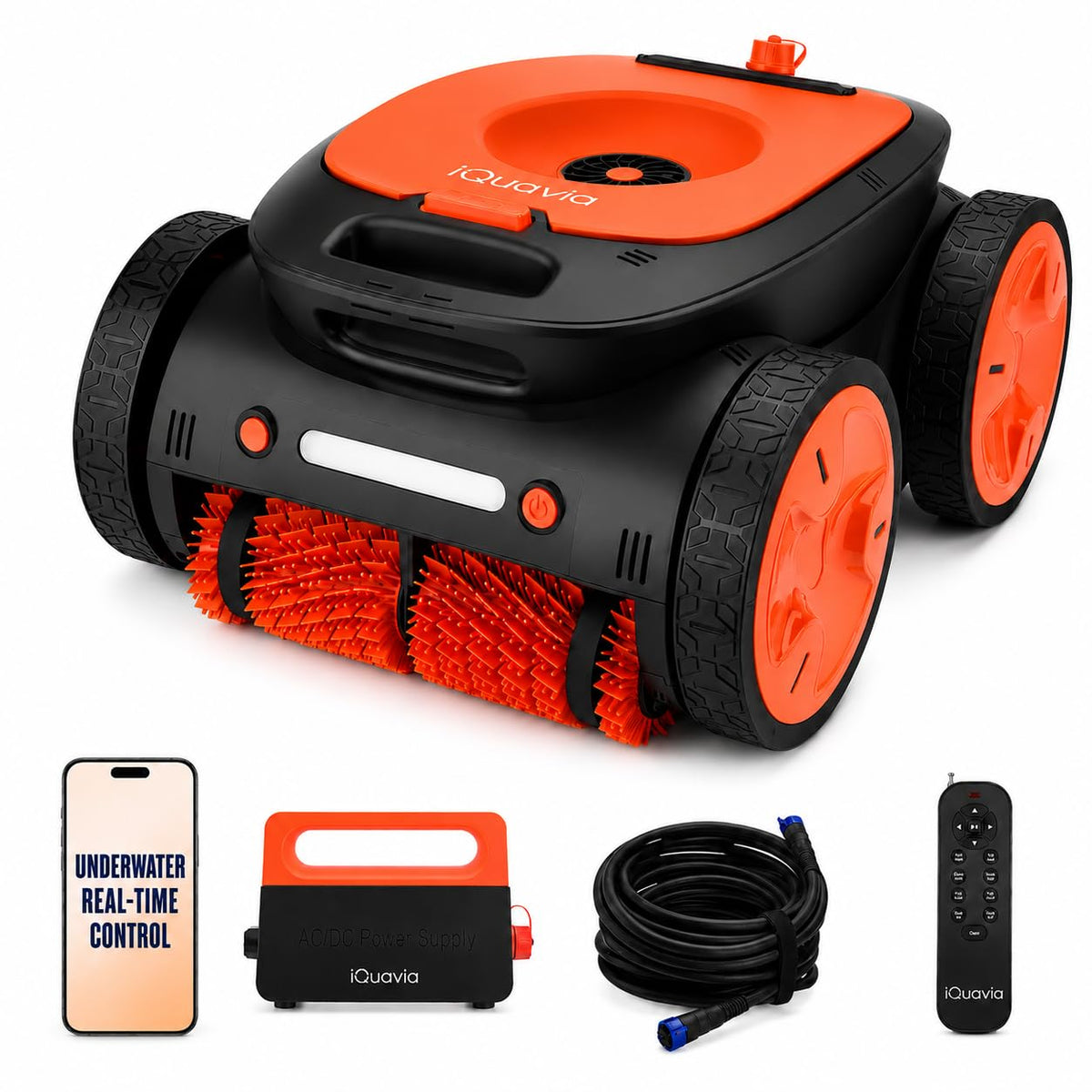Pool Robot Vacuum for Inground Pools, Cordless/Corded Switchable, App & Remote Underwater Direct Control, 8H Runtime, 49.2ft Cord, 3229 sq ft Coverage, Floor Wall Waterline, Scheduled Cleaning