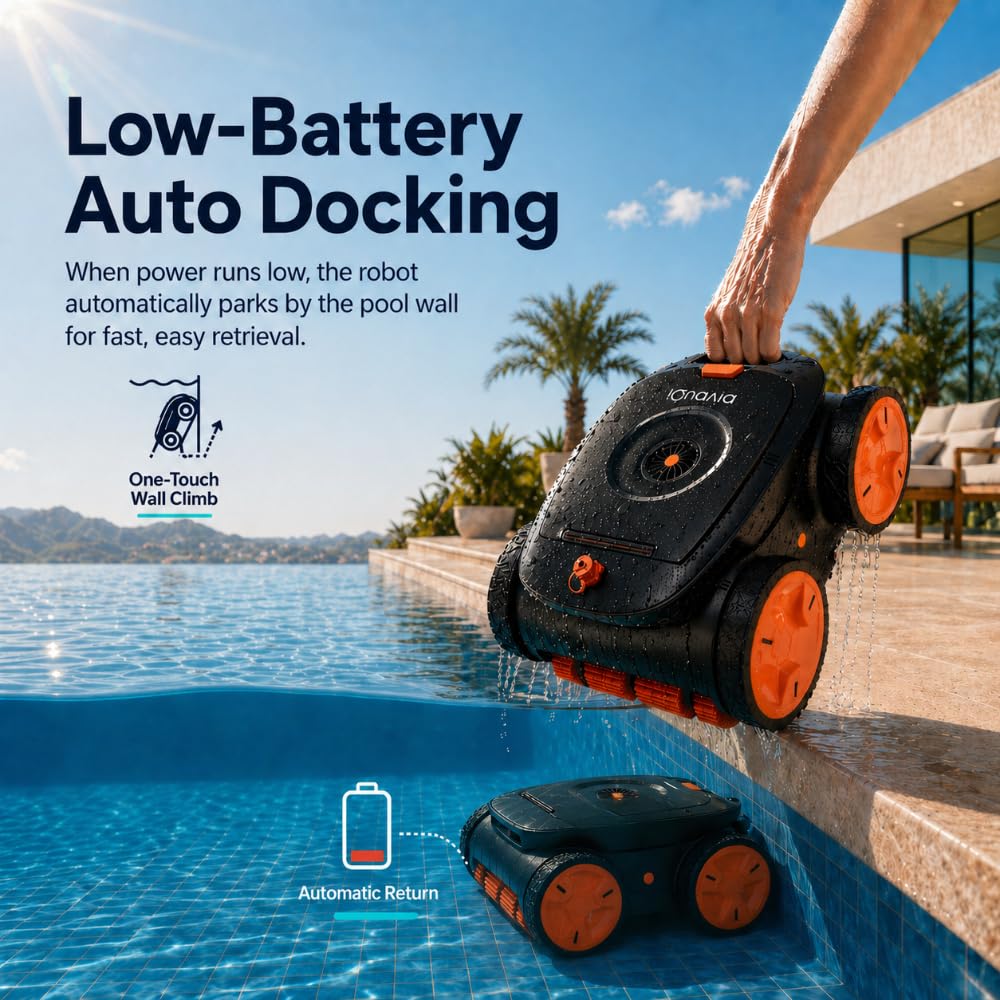 Cordless Robotic Pool Cleaner – Remote Underwater Direct Control, 4-Motor 4WD, Dual Brush & Suction, Smart Navigation, Auto-Park, Floor Wall Waterline, Inground & Above Ground Pools